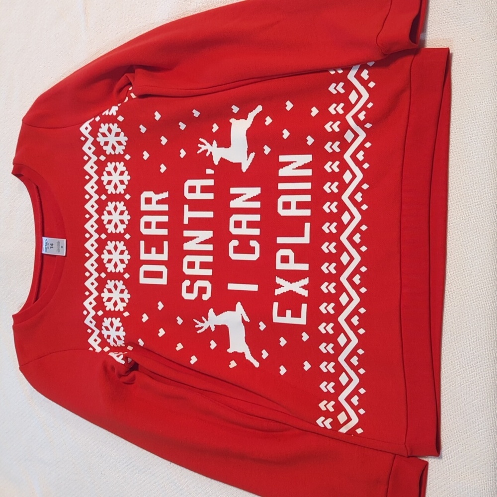 Carters Red sz 14 Dear Santa I Can Explain Christmas Sweatshirt Boys Girls 652